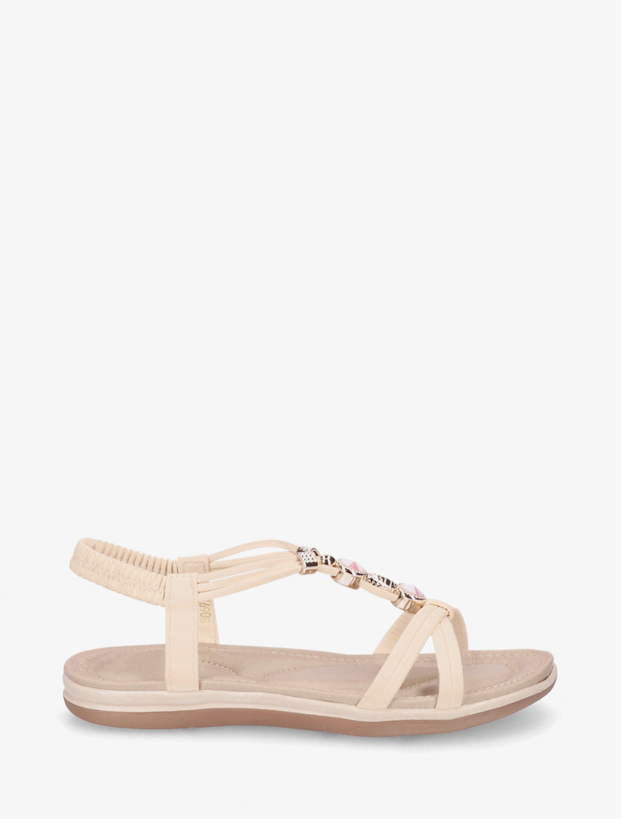 Nu-pieds à tour de cheville élastiquée - Beige - 1