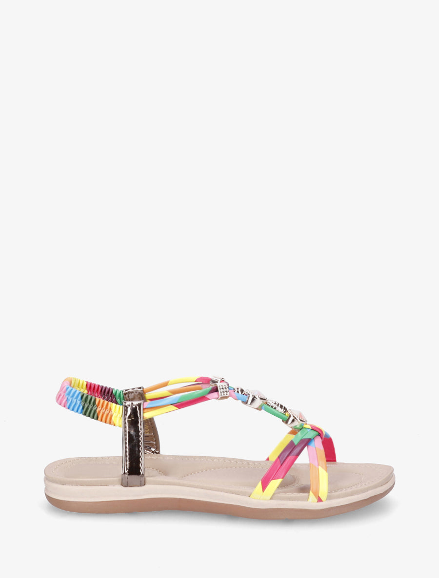 Nu-pieds à tour de cheville élastiquée - Rose - 1