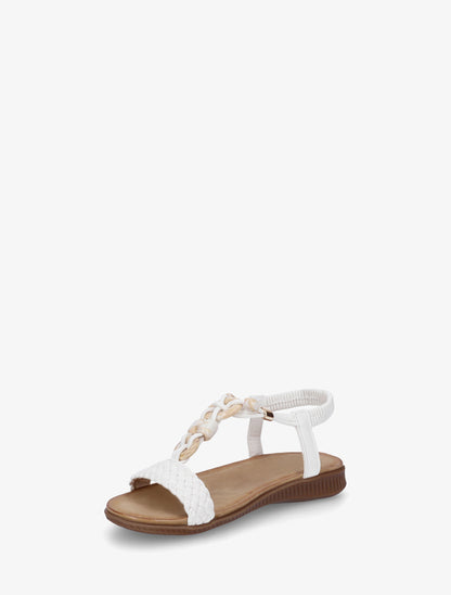 Nu-pieds à empiècement bijoux style jade - Blanc - 3