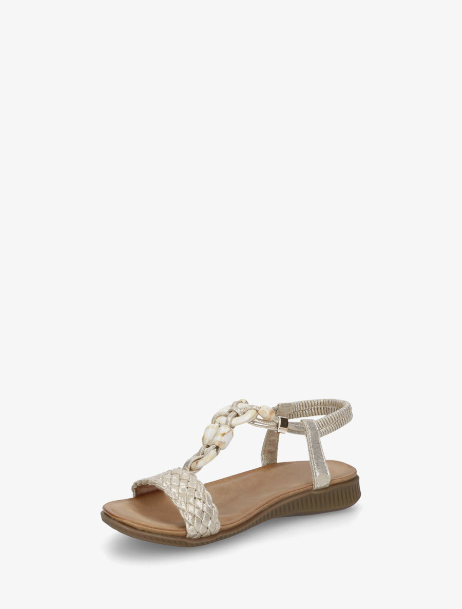 Nu-pieds à empiècement bijoux style jade - Or - 3