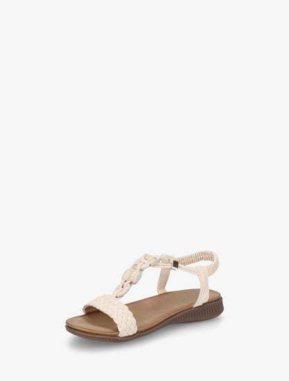 Nu-pieds à empiècement bijoux style jade - Beige - 3