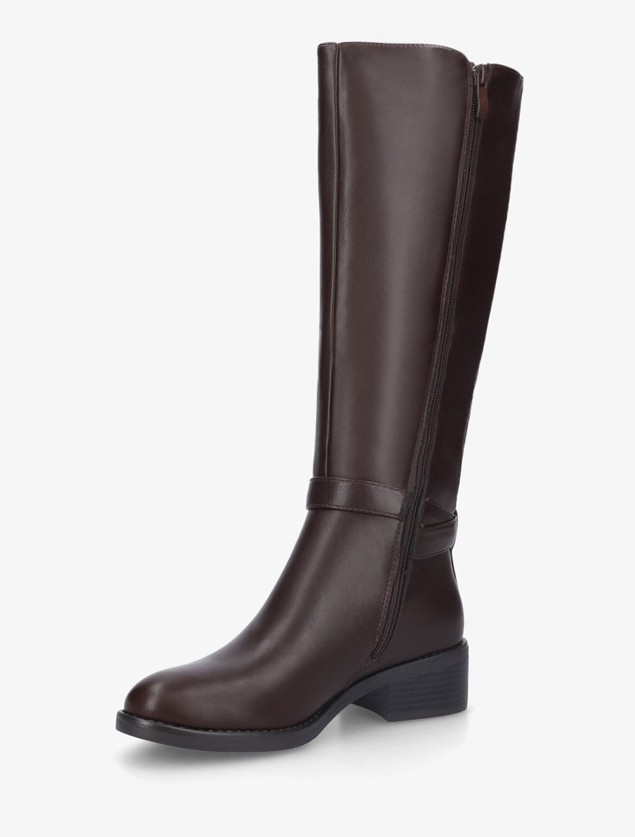 Bottes élastiquées à sangle dorée - Marron - 3