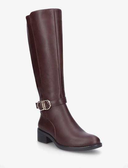 Bottes élastiquées à sangle dorée - Bordeaux - 2