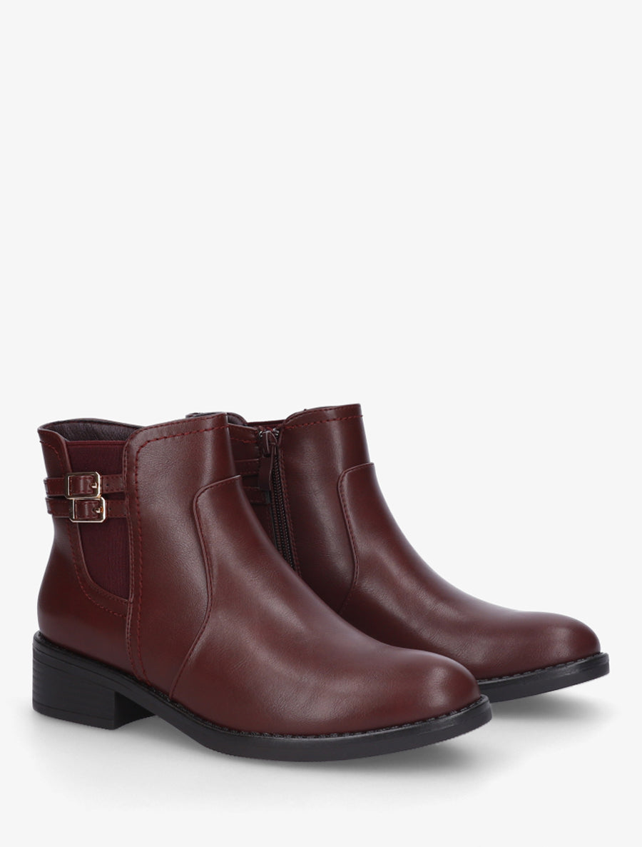 Bottines élastiquées à double sangles - Lie de vin - 4