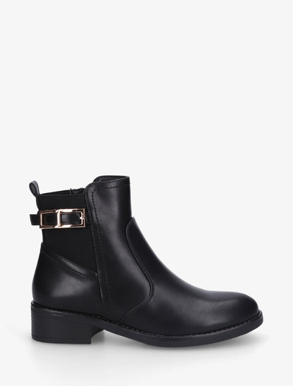Bottines élastiquées en simili - Noir - 1