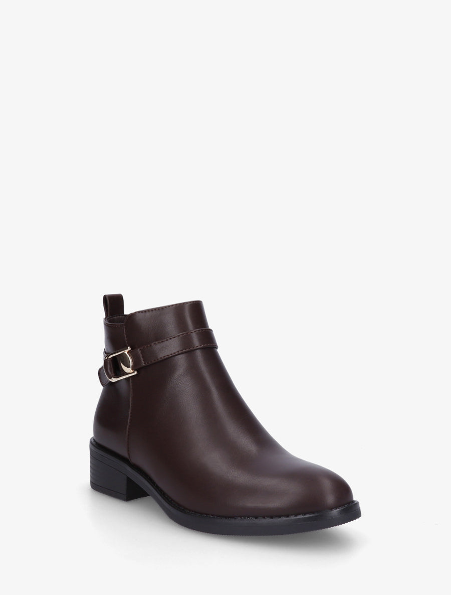 Bottines classiques en simili - Marron - 2