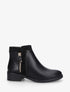 Bottines bi-matière à zip décoratif - Noir - 1