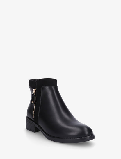 Bottines bi-matière à zip décoratif - Noir - 2