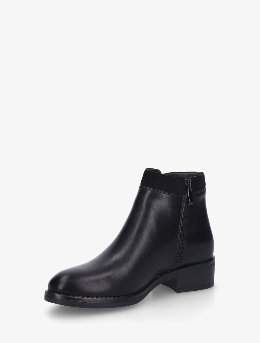 Bottines bi-matière à zip décoratif - Noir - 3