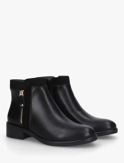 Bottines bi-matière à zip décoratif - Noir - 4