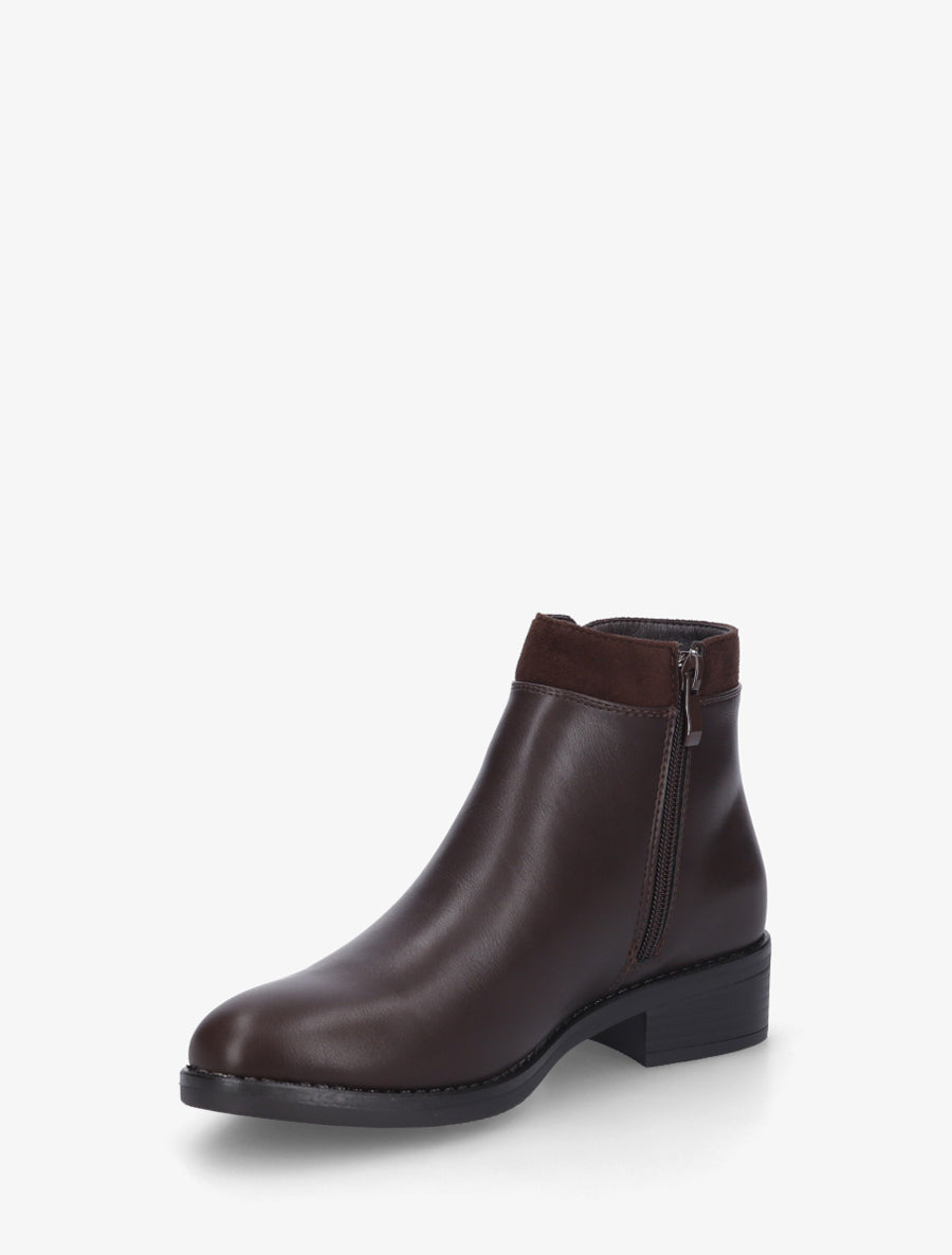 Bottines bi-matière à zip décoratif - Marron - 3