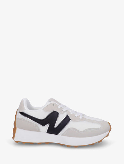 Baskets à empiècement en toile et effet nubuck - Gris - 1