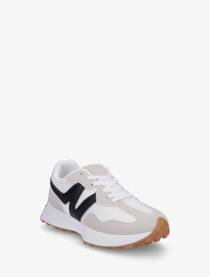 Baskets à empiècement en toile et effet nubuck - Gris - 2