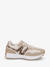 Baskets à empiècement en toile et effet nubuck - Taupe - 1