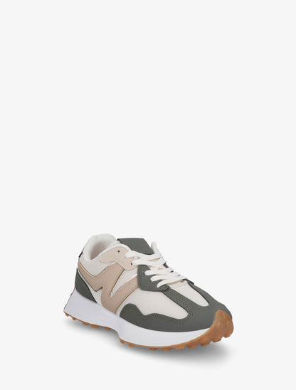 Baskets à empiècement en toile et effet nubuck - Vert militaire - 2