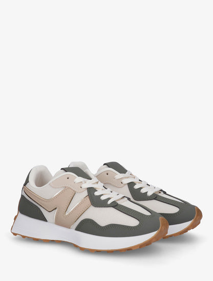 Baskets à empiècement en toile et effet nubuck - Vert militaire - 4