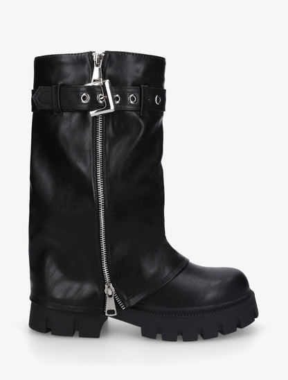 Bottes à revers et sangle - Noir - 1