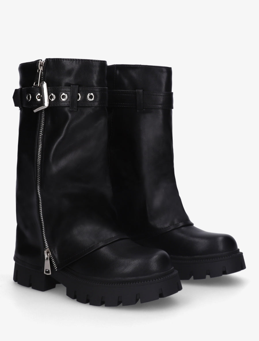 Bottes à revers et sangle - Noir - 4