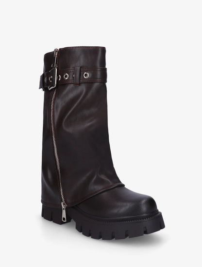Bottes à revers et sangle - Marron - 2