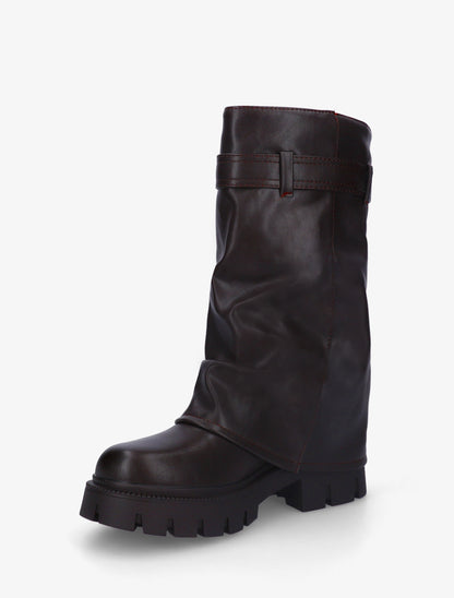 Bottes à revers et sangle - Marron - 3