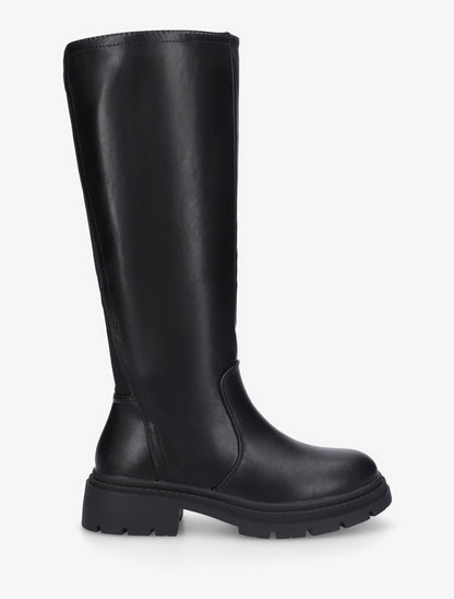Bottes élastiquées en simili - Noir - 1