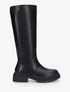 Bottes élastiquées en simili - Noir - 1