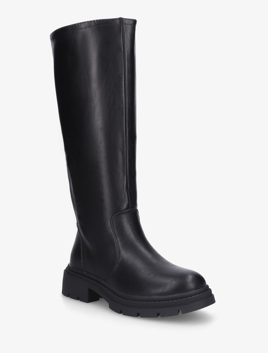 Bottes élastiquées en simili - Noir - 2