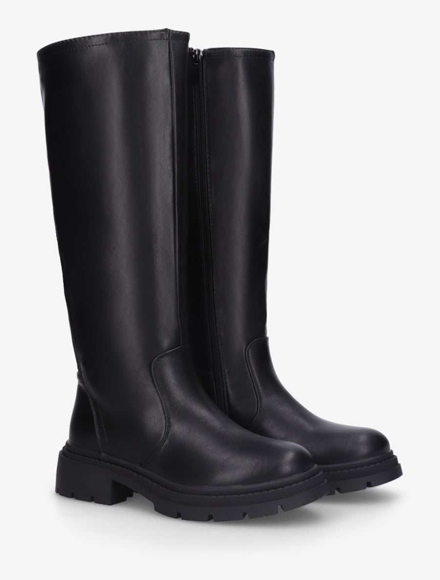 Bottes élastiquées en simili - Noir - 4