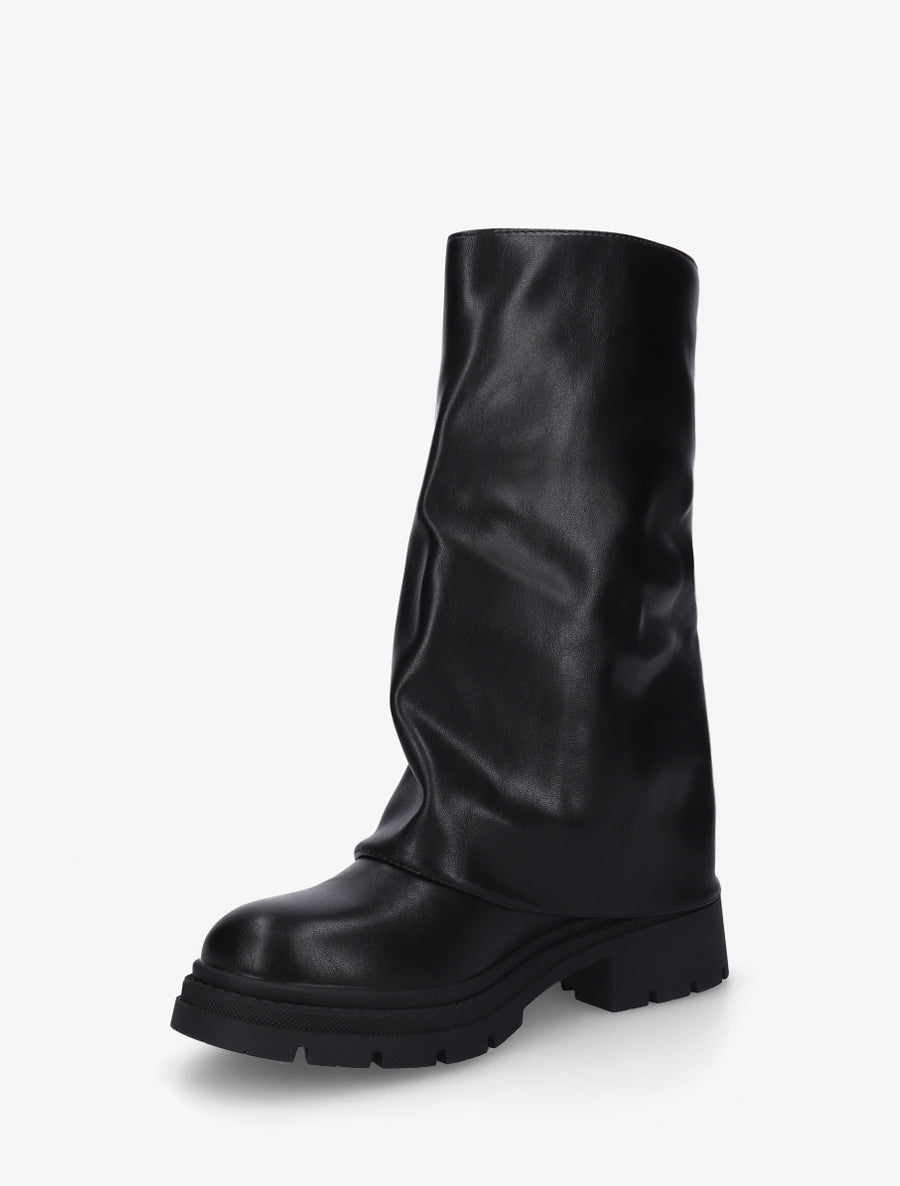 Bottes à revers zippé et double boucles - Noir - 3