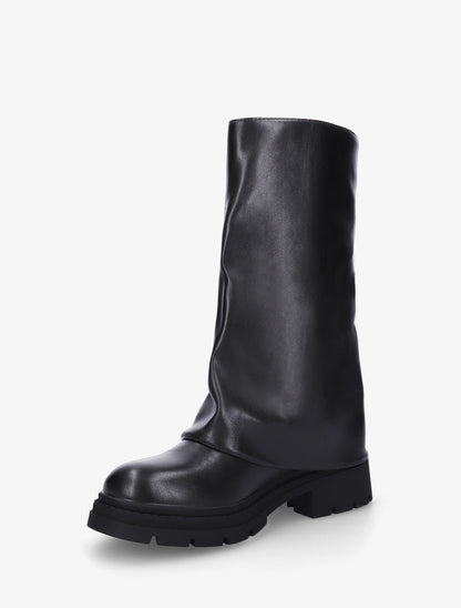 Bottes vernies à revers zippé et double boucles - Noir - 3