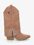 Bottines style santiags à revers - Camel - 1