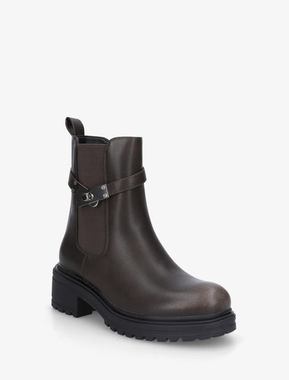 Bottines élastiquées à empiècement métallique - Marron - 2