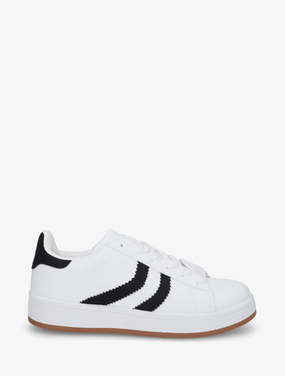 Baskets en simili à bandes contrastantes - Blanc - 1