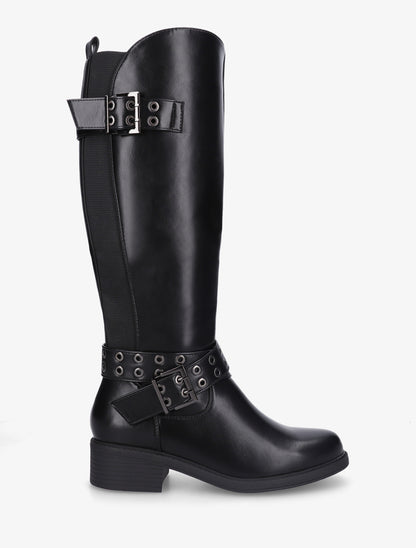 Bottes élastiquées à double sangles - Noir - 1