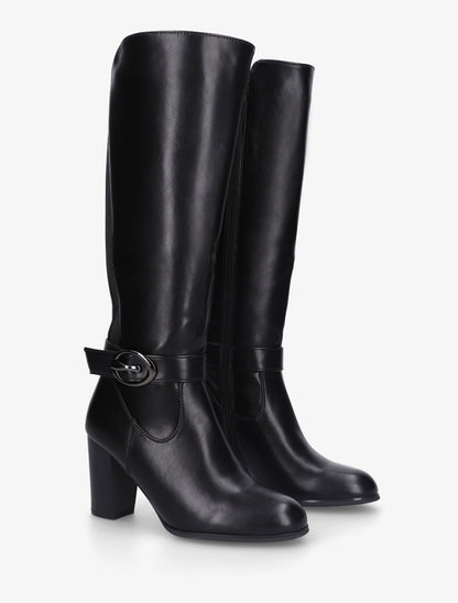 Bottes élastiquées à talon haut - Noir - 4