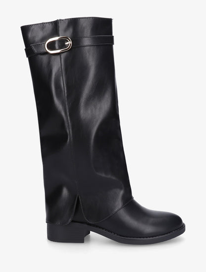 Bottes en simili à revers - Noir - 1