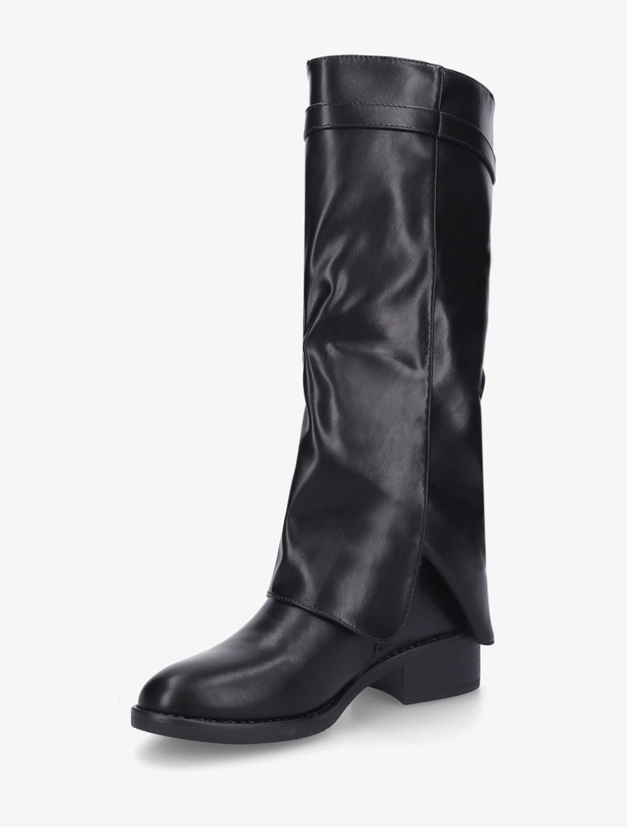 Bottes en simili à revers - Noir - 3