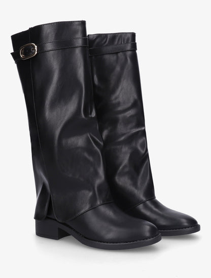 Bottes en simili à revers - Noir - 4