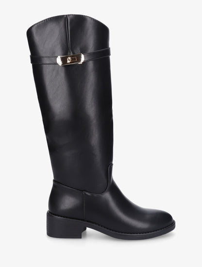 Bottes cavalières en simili - Noir - 1