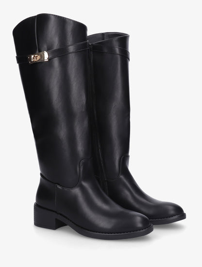 Bottes cavalières en simili - Noir - 4