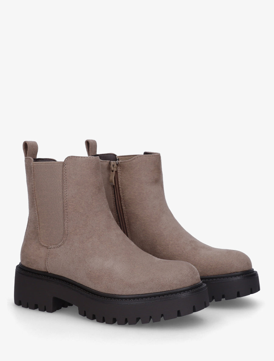 Boots en suédine à semelle crantée - Taupe - 4