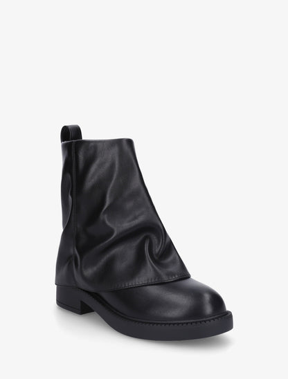 Boots à revers en simili - Noir - 2