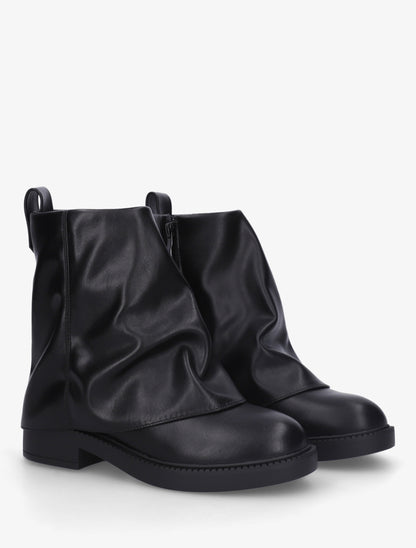 Boots à revers en simili - Noir - 4