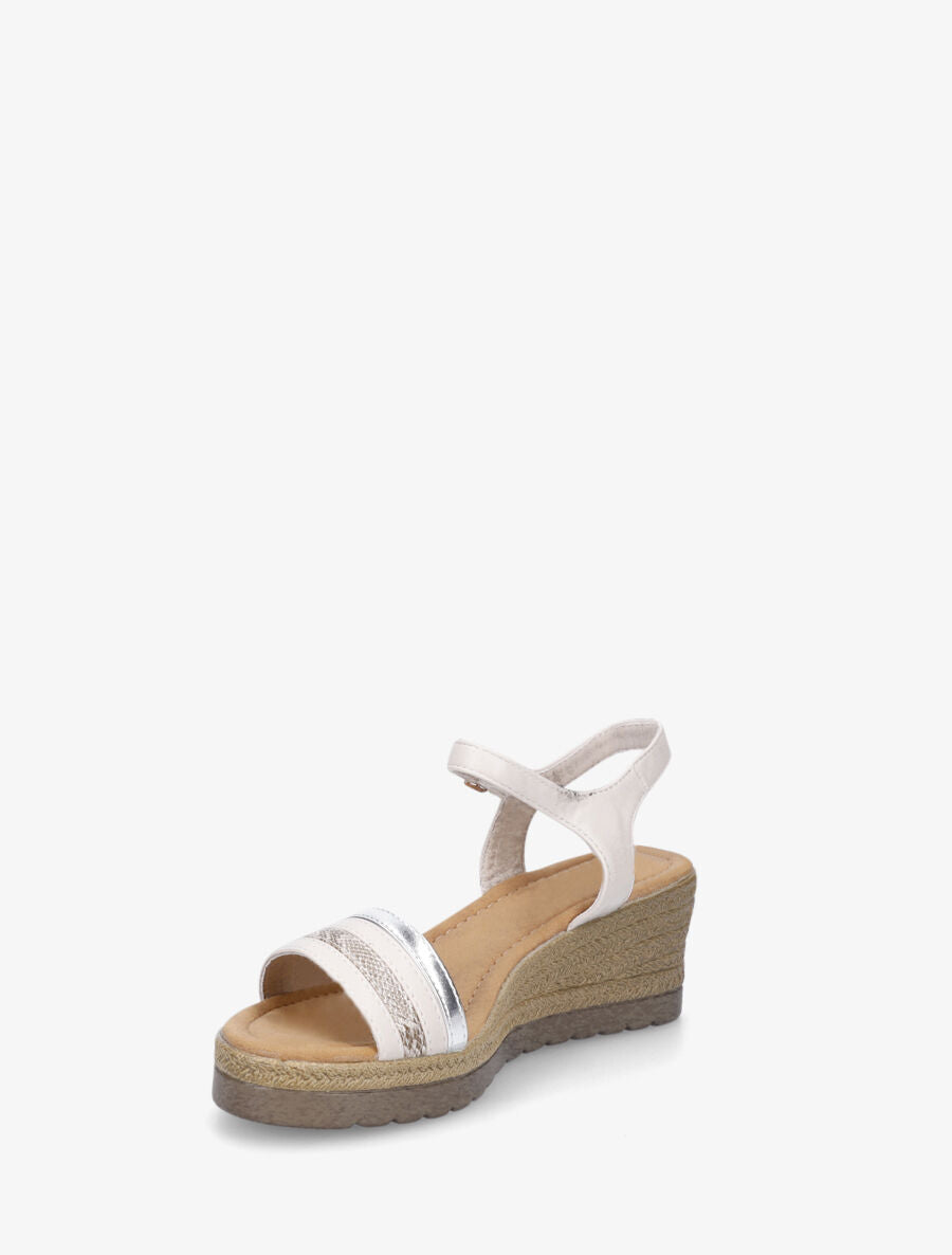 Sandales compensées à bride fantaisie - Beige - 3
