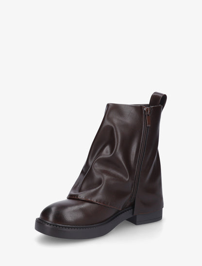 Boots à revers en simili - Marron - 3