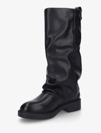 Bottes à revers basiques en simili - Noir - 3
