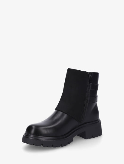 Boots bi-matière à revers et boucles - Noir - 3
