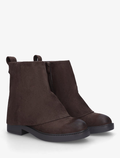 Boots à revers en suédine - Marron - 4