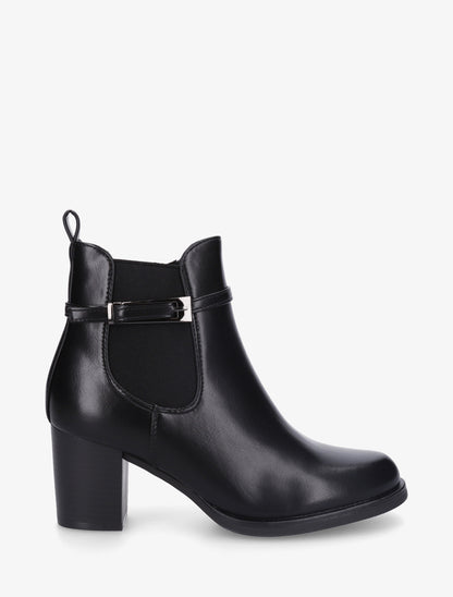 Bottines en simili à cheville élastiquée - Noir - 1