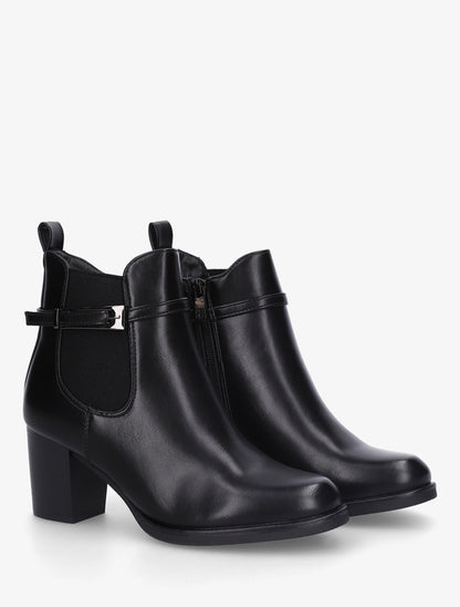 Bottines en simili à cheville élastiquée - Noir - 4
